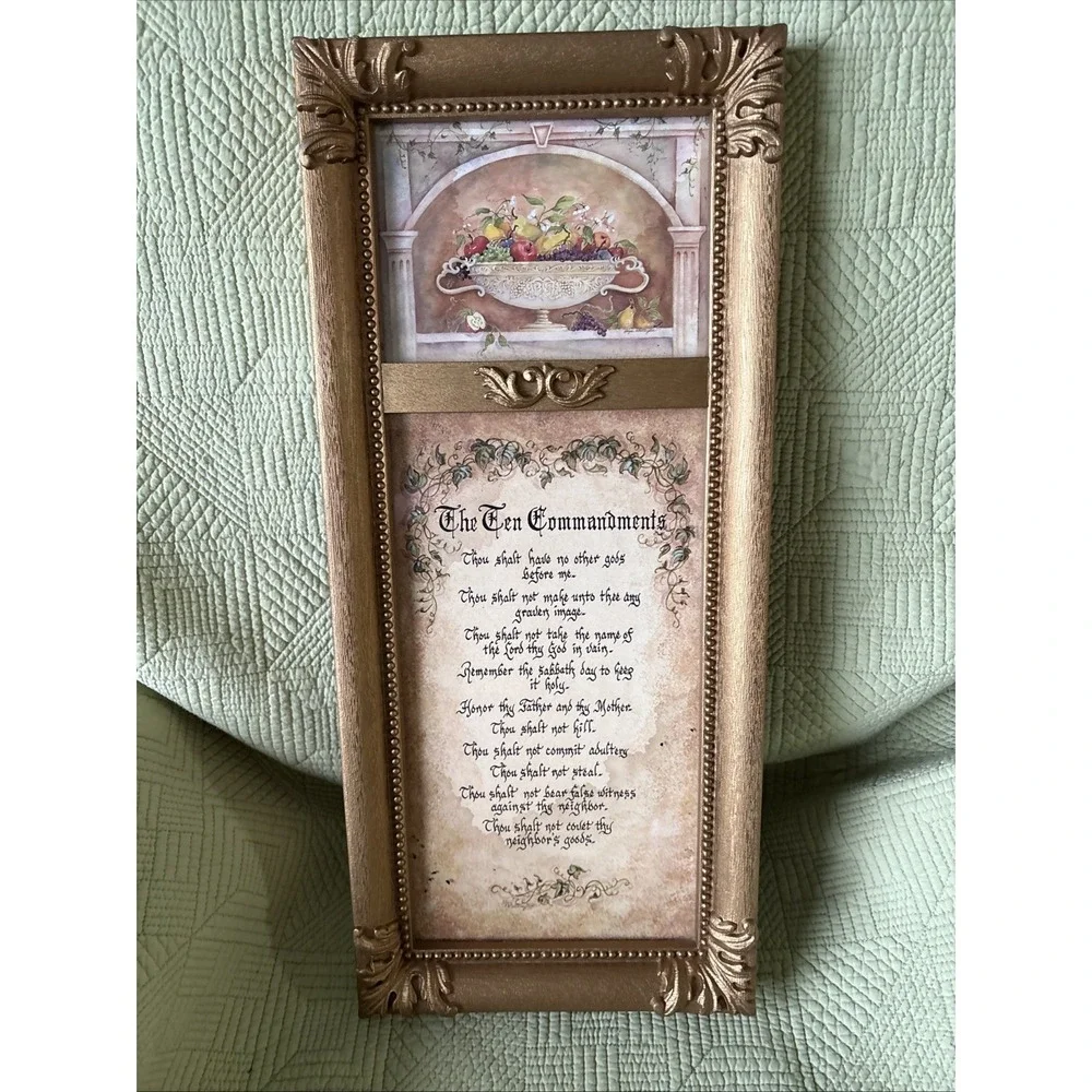 Vintage Home Interiors Ten Commandments Gold Framed Wall Art 20